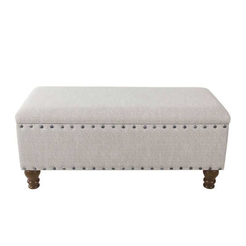 Large Storage Bench with Nailhead Trim Light Gray - HomePop: Multifunctional, Upholstered, Bedroom Entryway Seating
