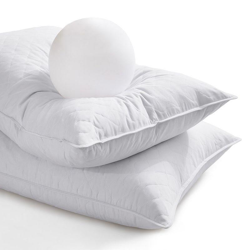Peace Nest 2 Pack Medium-Soft Goose Feather Pillows White Quilted Cover, King