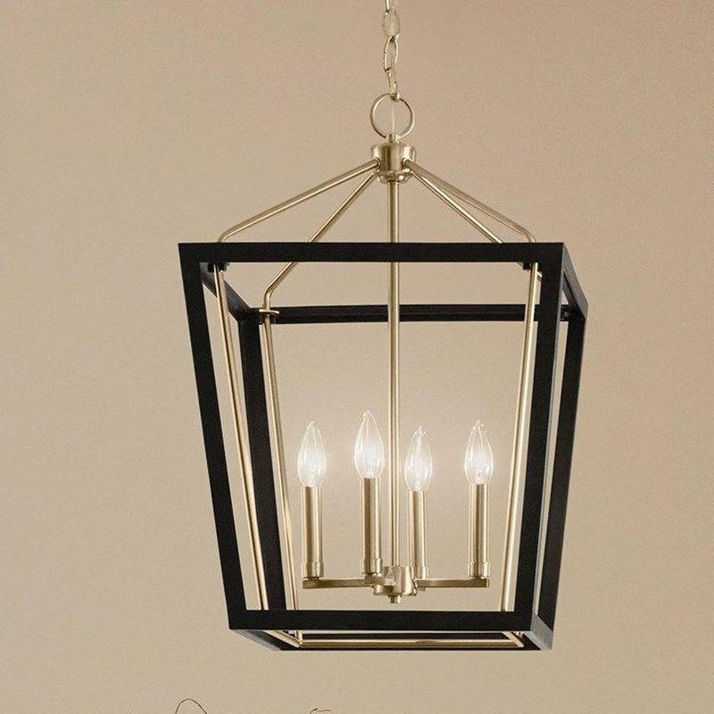 Delvin 24 Inch 4 Light Pendant with Clear Glass in Champagne Bronze and Black