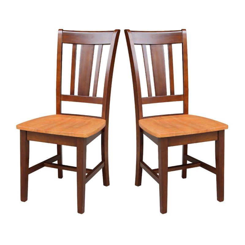 Cinnamon Espresso Solid Hardwood Slat Back Side Chair Set of 2