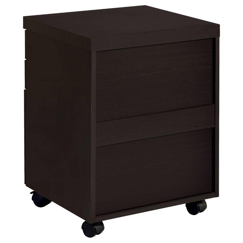 Skylar Black 3-Drawer Mobile File Cabinet with Silver Handles