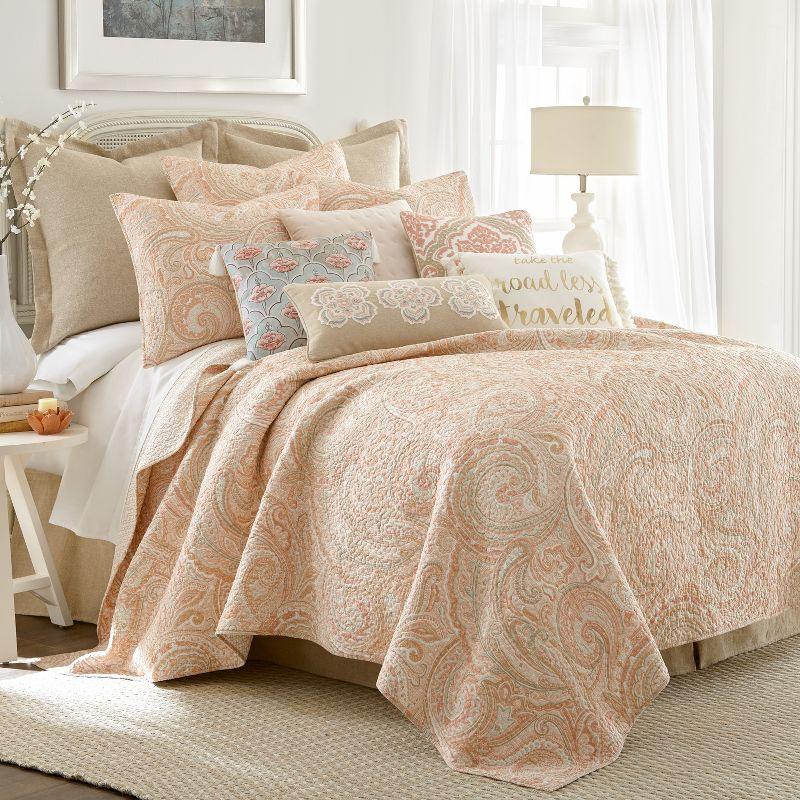 Spruce Coral Quilt Set - One Twin/Twin XL Quilt and One Standard Sham - Levtex Home