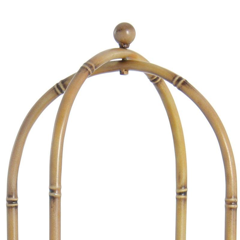 Storied Home Boho Bamboo-Style Metal Plant Stand or Shelf with Removable Rattan Trays, Natural