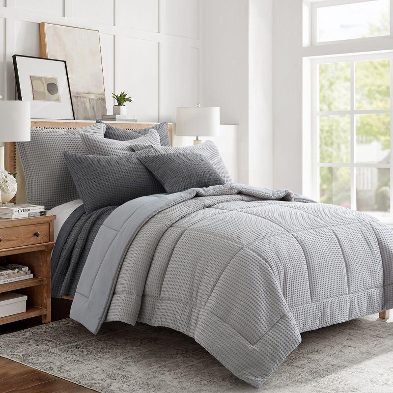 Mills Waffle Grey Pewter Full/Queen Comforter Set - Levtex Home
