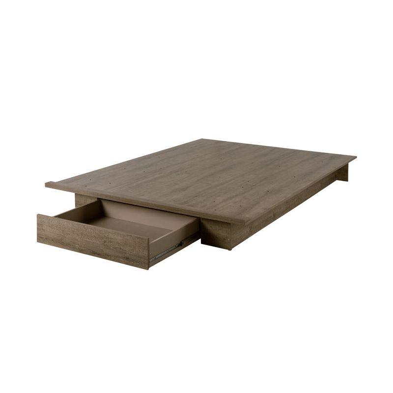 HomeStock Platform Bed with Drawer Weathered Oak Holland