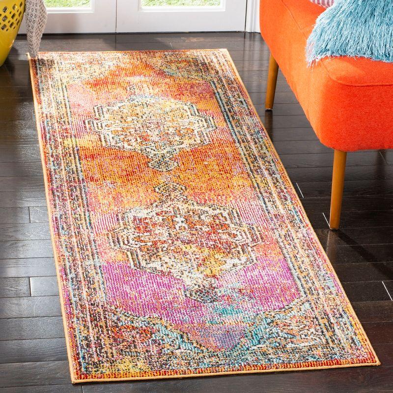 Colorful Medallion Pattern Low Pile Area Rug