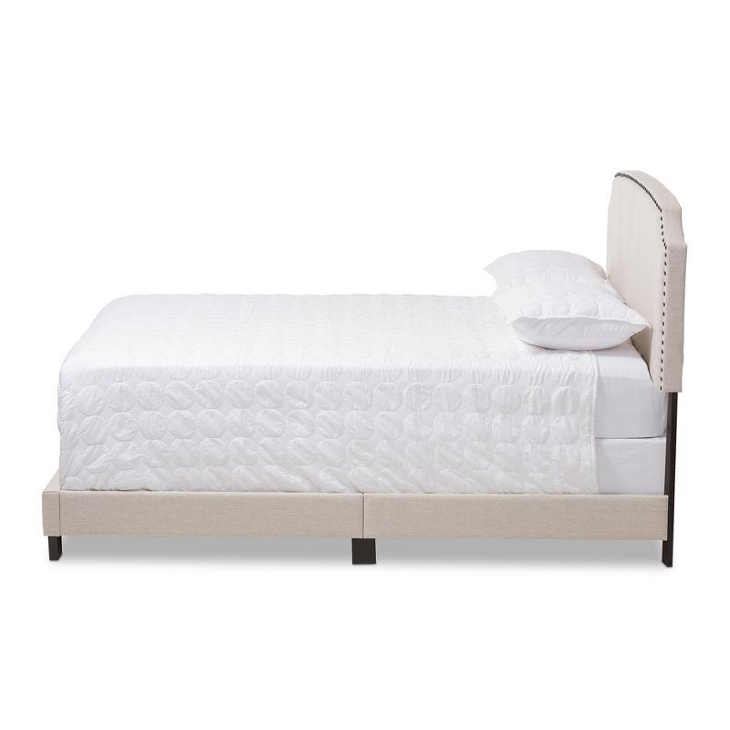 Odette Light Beige Upholstered Queen Bed with Nailhead Trim