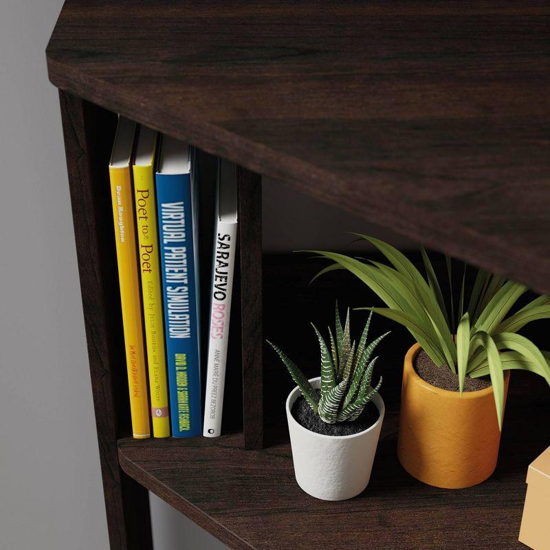 Cinnamon Cherry Corner Desk with Hutch and Shelves