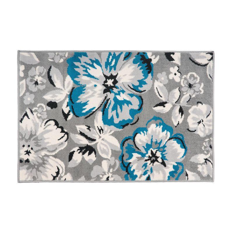 World Rug Gallery Modern Floral Design Blue 2' x 3' Area Rug