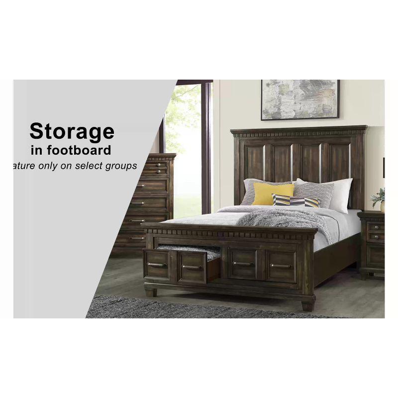 Rustic Gray Queen Panel Bed with Headboard and Storage Drawer