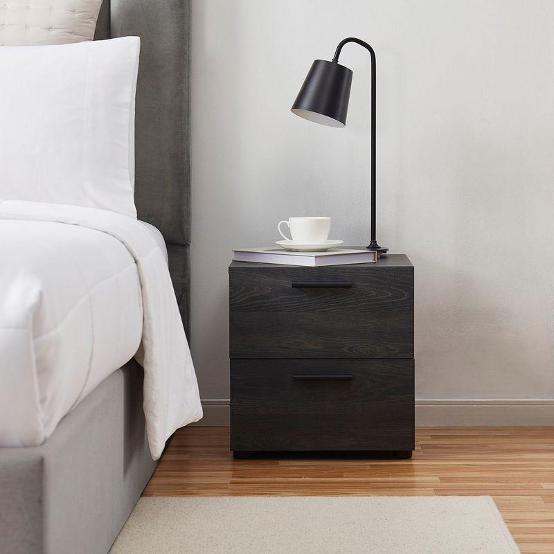 Bryt 2 Drawer Nightstand Bedside Table, Sleek  Wood End Table