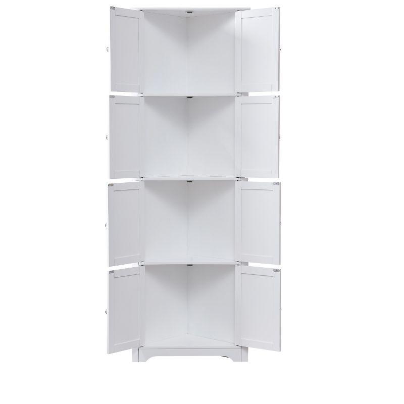 Kings Brand Furniture Lyons 4-Tier Corner Kitchen Pantry Storage Cabinet with 8 Doors, White