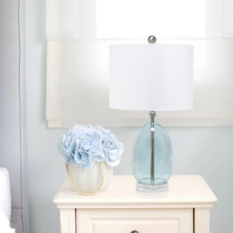 Glass Table Lamp with White Drum Shade Blue - Lalia Home: Brushed Nickel, No Assembly Required