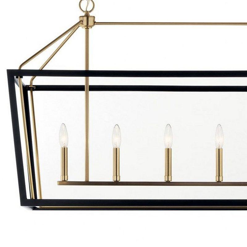 Delvin 44 Inch 6 Light Linear Chandelier with Clear Glass in Champagne Bronze and White