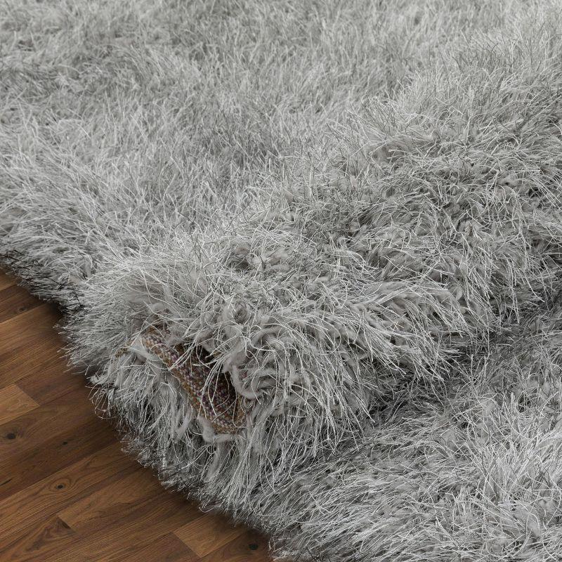 Kuki Chie Glam Solid Ultra-Soft Gray Shag Rug