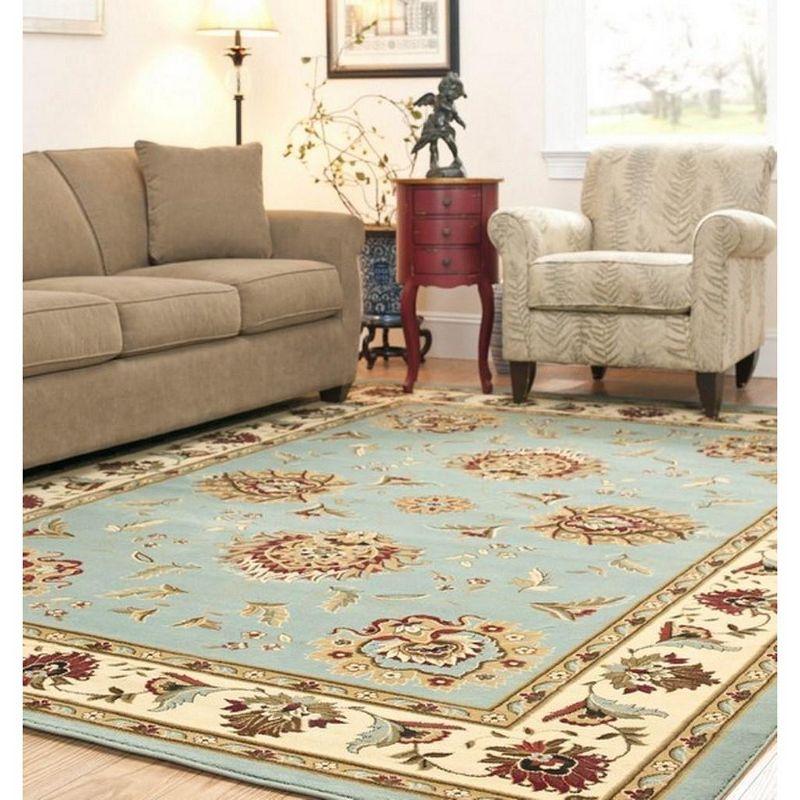 Lyndhurst Floral Lattice Blue & Ivory 8'9" x 12' Synthetic Area Rug