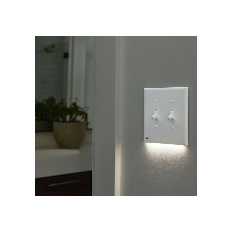 SnapPower SwitchLight Double-Gang Wall Plate Night Light - Bright / Dim / Off Sensor - Toggle, Ivory (1 Pack)