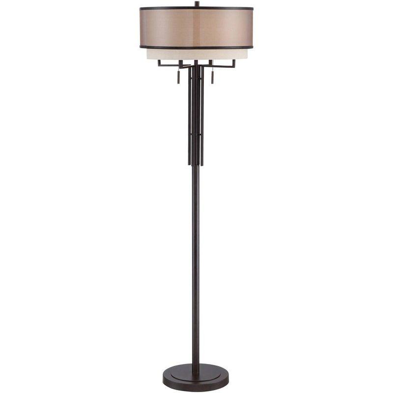 Alamo 62" Bronze Metal Industrial Rustic Floor Lamp with Double Drum Shade