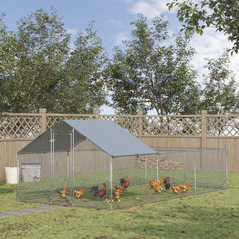 Large Galvanized Steel Walk-In Chicken Coop with Roof