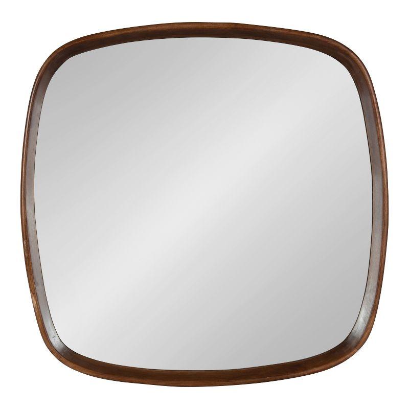 Kate and Laurel Prema Framed Wall Mirror, 26x26, Walnut Brown