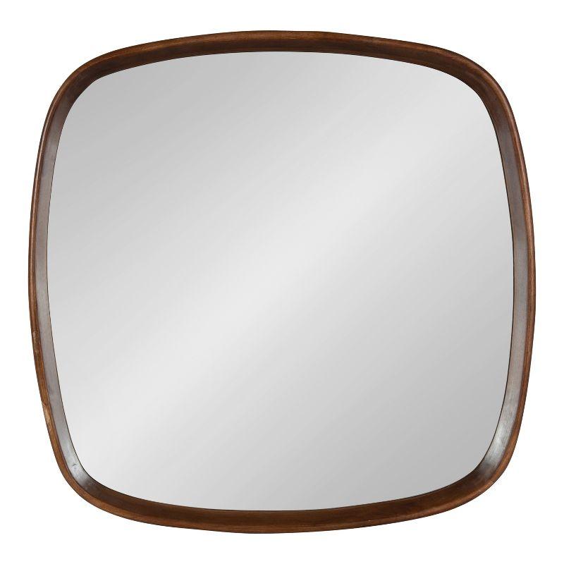 Prema 26" Square Modern Walnut Brown Mango Wood Wall Mirror