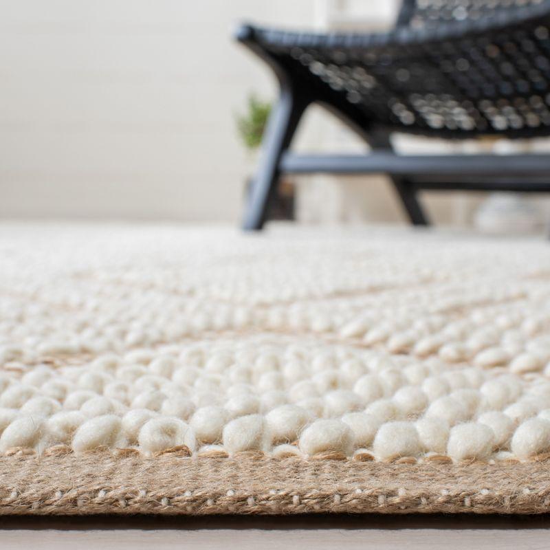 Ivory Braided Handmade Rectangular Wool Rug, 3' x 5'