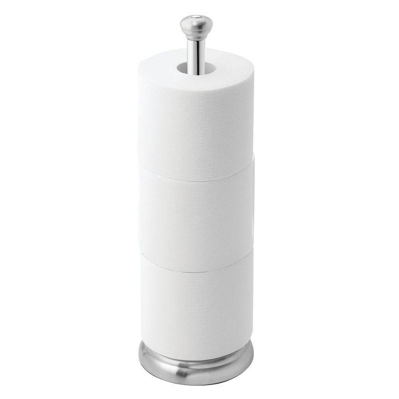 iDesign York Metal Toilet Tissue Roll Reserve, Brushed Stainless Steel and Chrome