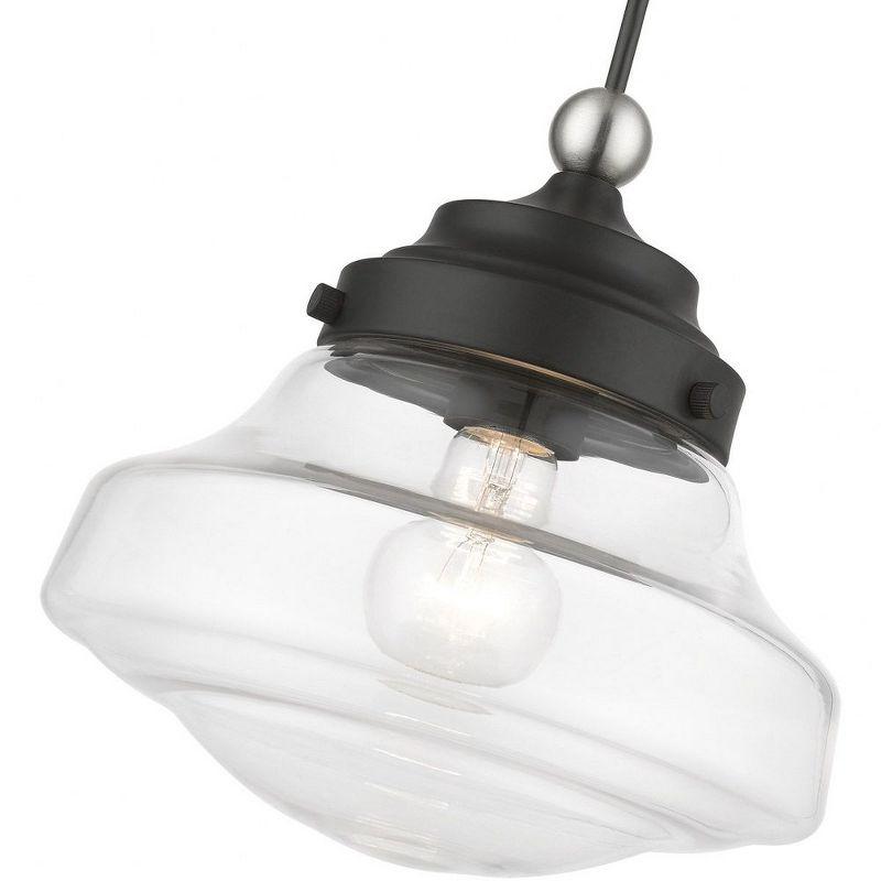 Avondale Mini Pendant with Clear Glass Shade - Black/Brushed Nickel