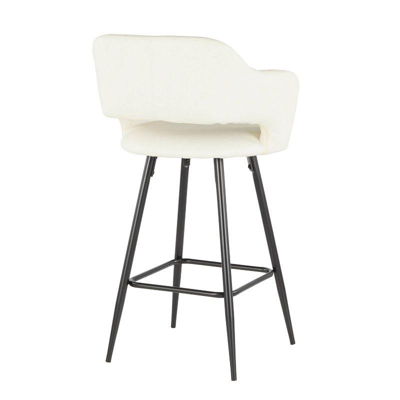 Set of 2 Black Metal and Cream Faux Leather Counter Stools