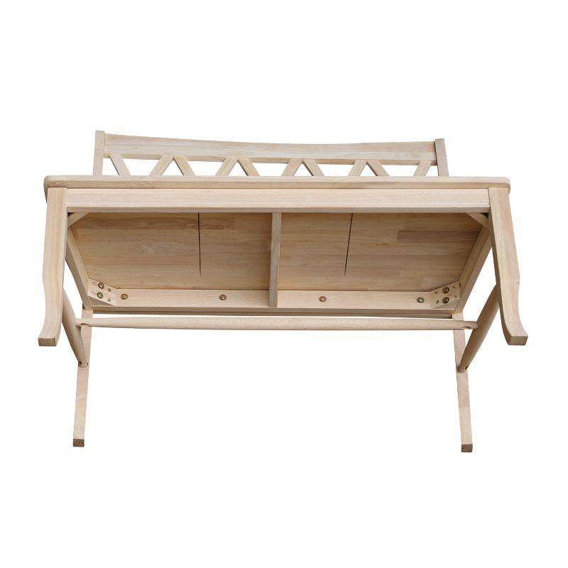 International Concepts Double X - Back Bench - Unfinished : Hardwood Rectangular Dining & Kitchen Seating