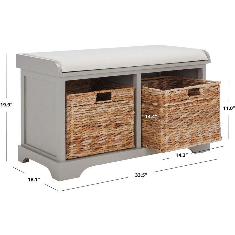 Freddy Wicker Storage Bench - AMH5736 - Vintage Grey - Safavieh