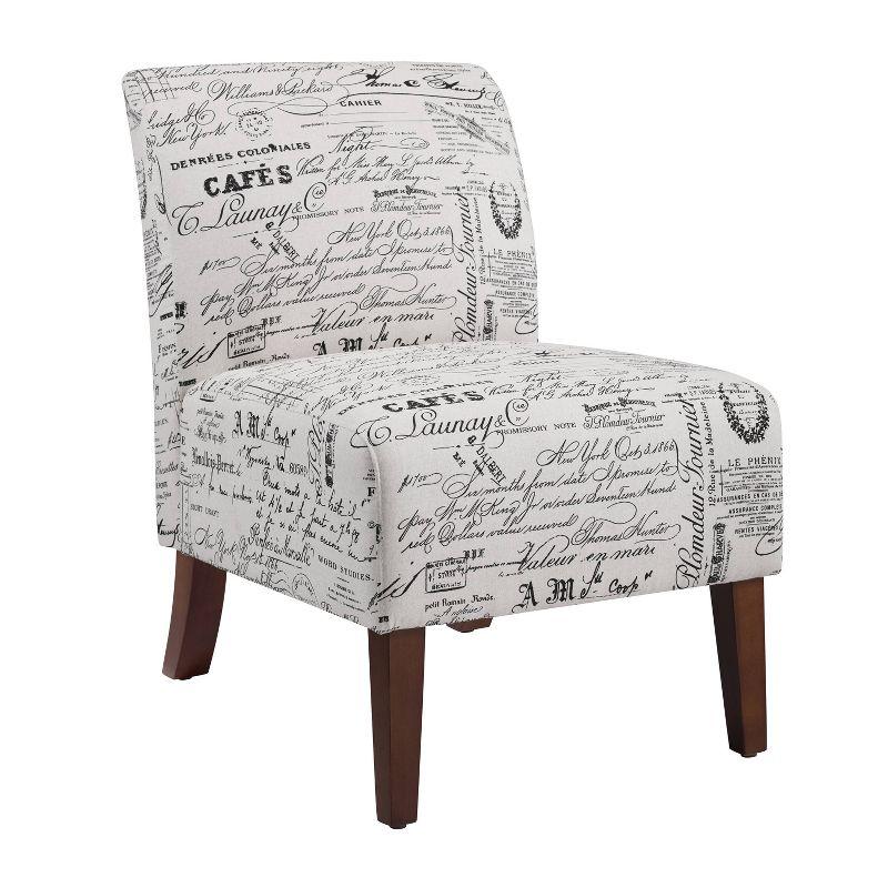 Lily Traditional Slipper Upholstered Sailing Accent Chair Script - Linon