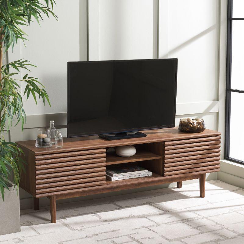 Aricia Large 2 Door Media Stand - Walnut - Safavieh