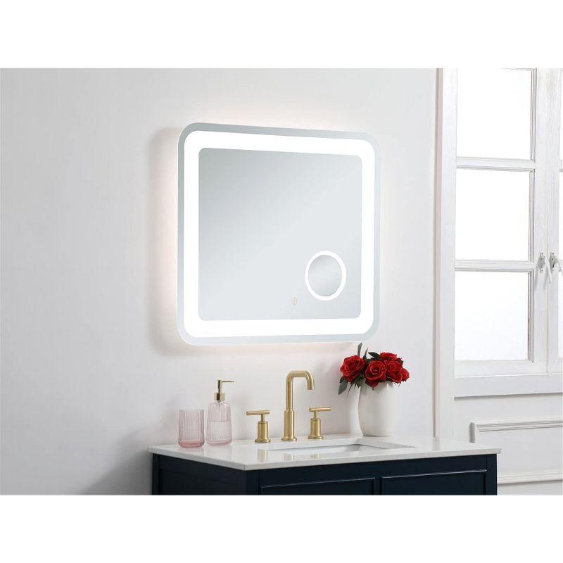 Elegant Lighting Lux 27in x 30in Hardwired LED mirror with magnifier and color changing temperature 3000K/4200K/6000K