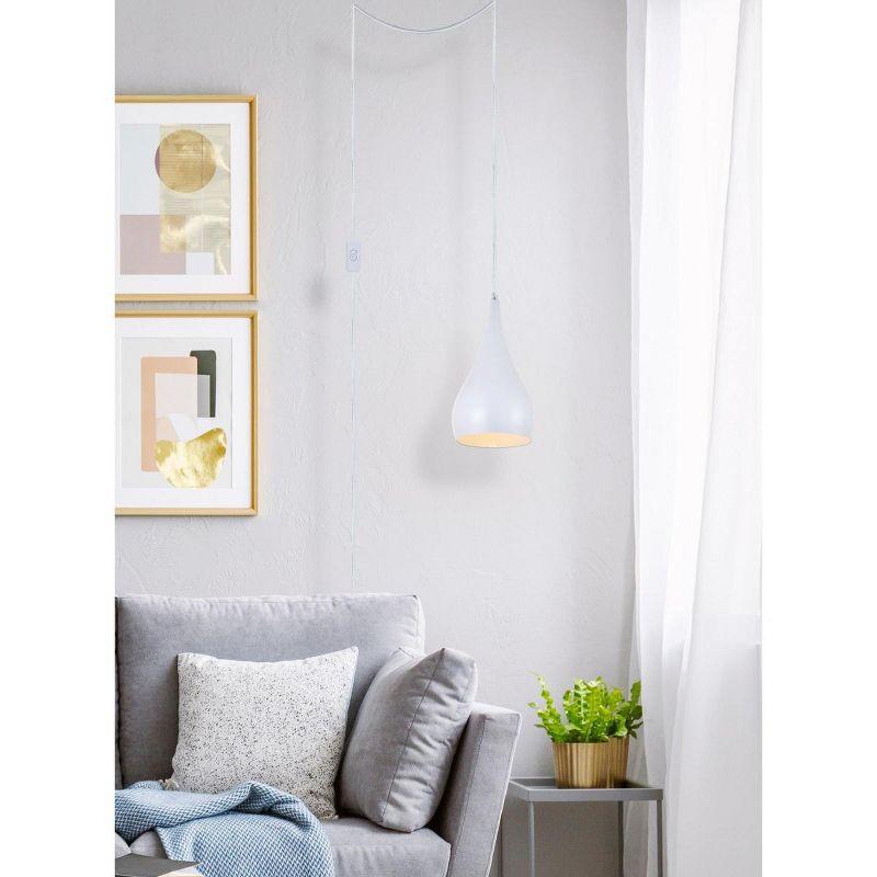 Elegant Lighting Nora 1 Light white plug-in pendant