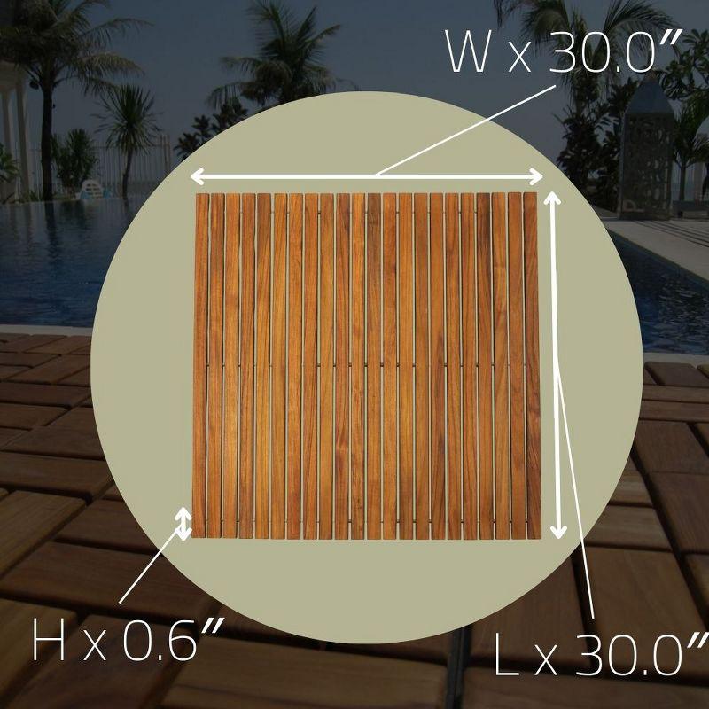 Nordic Teak 30" x 30" Oiled Shower and Bath Mat with Rubber Footing