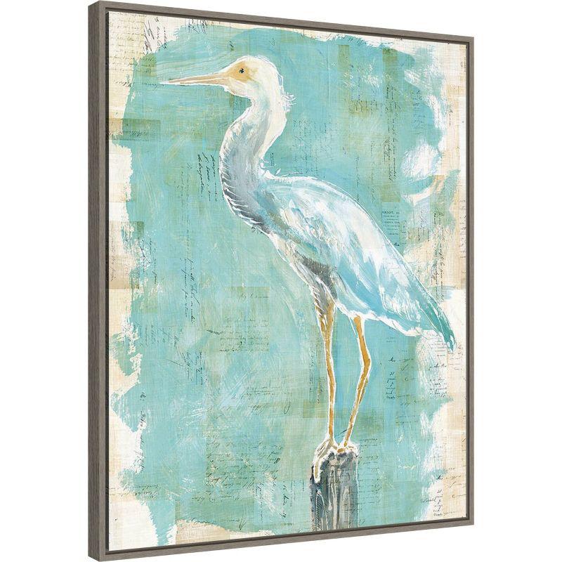 23" x 28" Coastal Egret II by Sue Schlabach Framed Canvas Wall Art Print - Amanti Art: Modern Style, Polystyrene Frame, Lithograph Medium