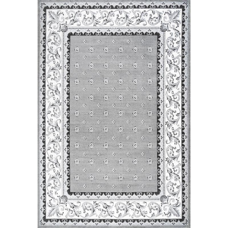 3'x 5' Acanthus French Border Area Rug, Gray/Cream - JONATHAN Y