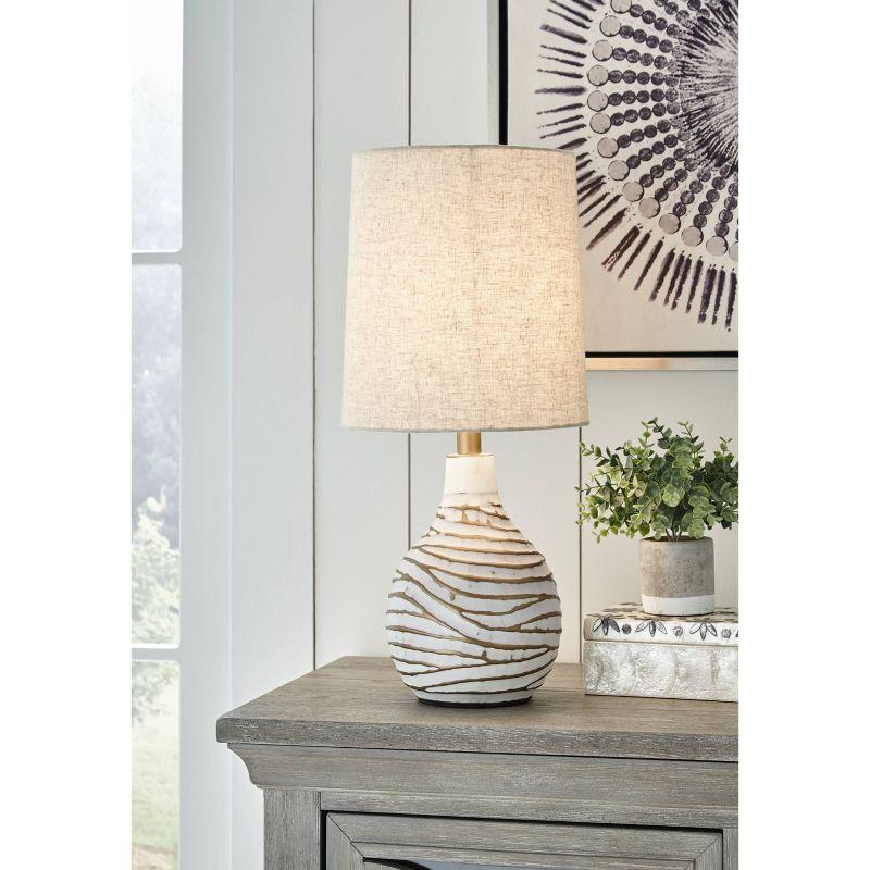 Aleela Table Lamp White/Gold - Signature Design by Ashley: Metallic Antiqued Finish, Drum Shade, 22.25" Height