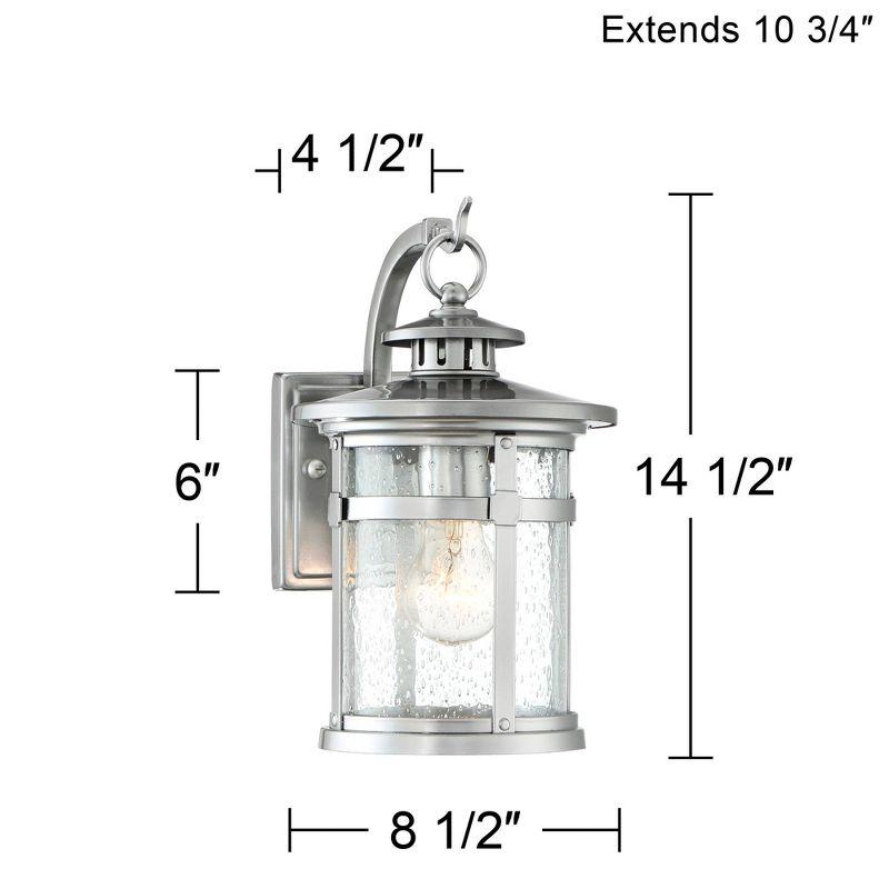 Franklin Iron Works Callaway Modern Industrial Outdoor Wall Light Fixture Chrome 14 1/2" Clear Seedy Glass for Post Exterior Barn Deck House Porch