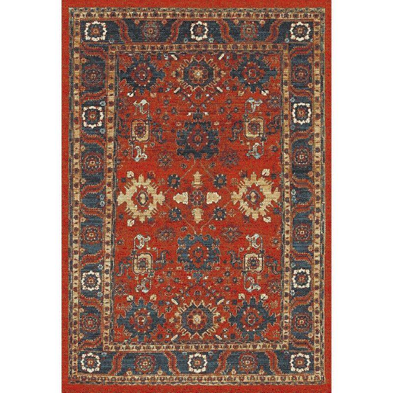 Vintage Hamadan VTH214 Power Loomed Indoor Area Rug - Orange/Blue - 6'7"x9' - Safavieh