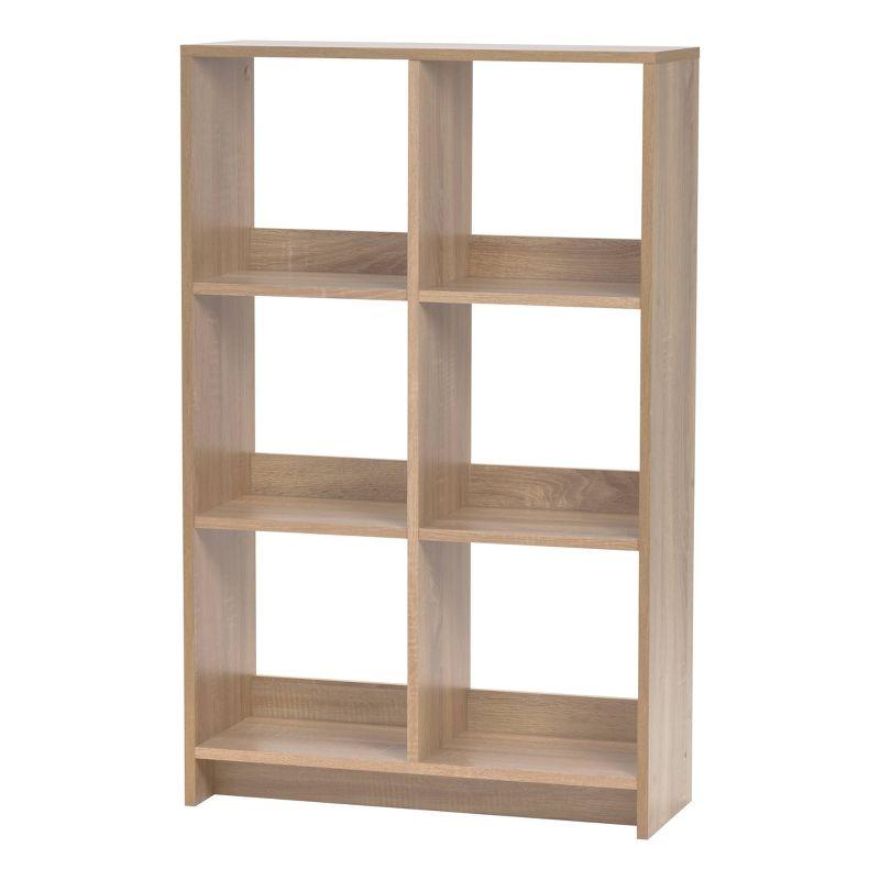 Ash Brown Adjustable 6-Cube Wood Organizer for Versatile Storage