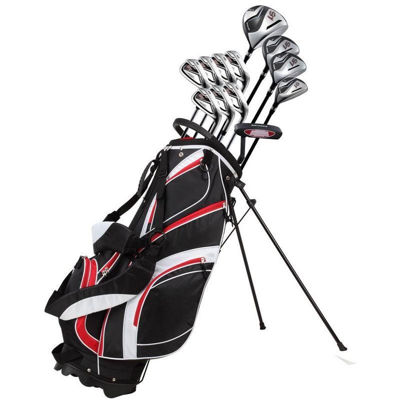Precise S7 Men's Complete 18 Piece Right Handed Golf Clubs Package Set w/ Titanium Driver, Red Model, Tall Size