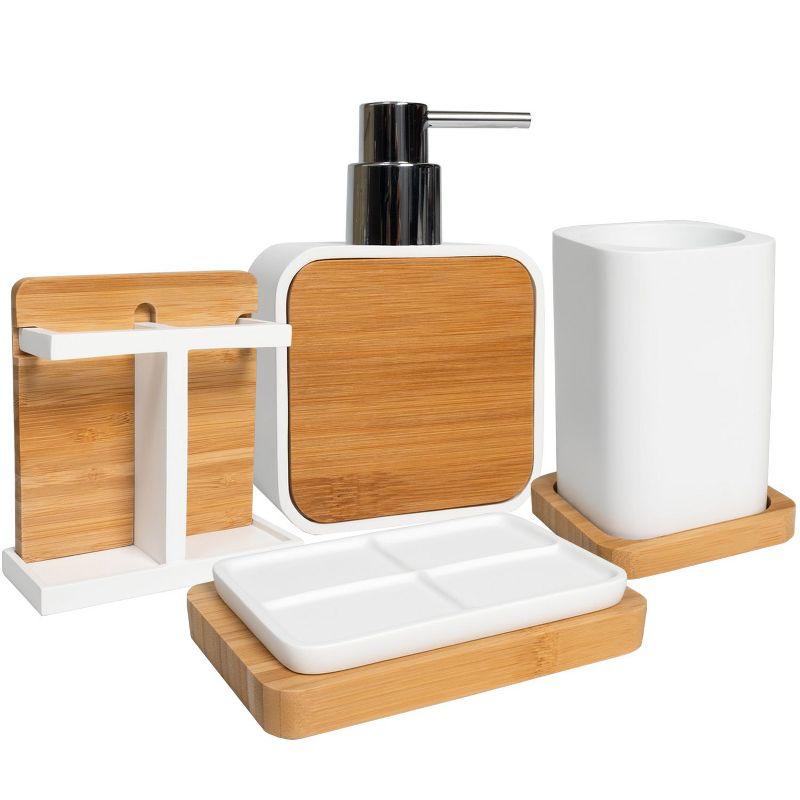 Ritz White Resin and Bamboo Lotion Pump/Soap Dispenser