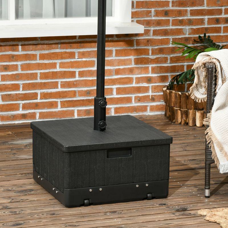 Outsunny 3-in-1 Patio Umbrella Stand Table Raised Garden Bed with Wheels and Handles, Black
