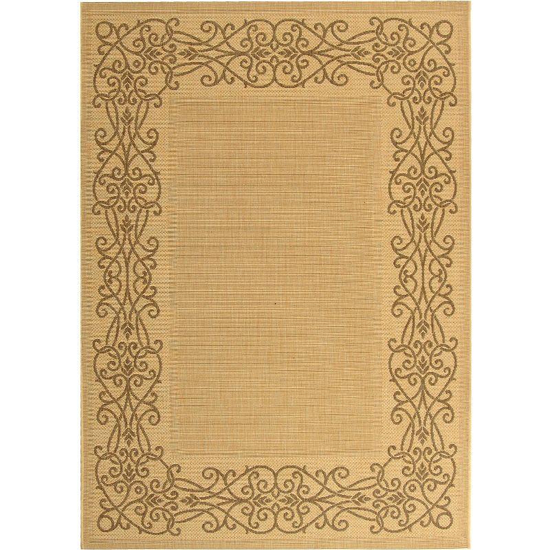 Courtyard CY1588 Power Loomed Indoor and Outdoor Area Rug - Natural/Brown - 4'x5'7" - Safavieh