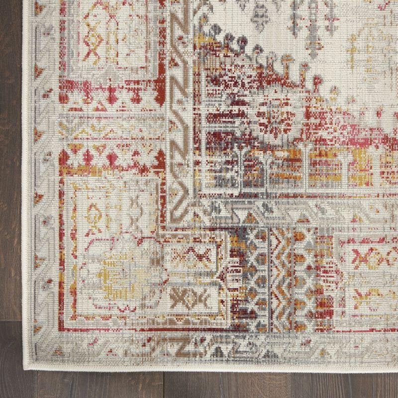 Nourison Vintage Kashan 8'10" x 11'10" Ivory Red Bordered Indoor Rug
