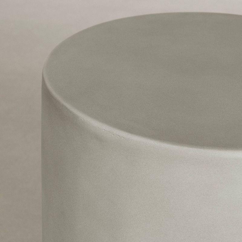 South Shore Bellulo Cylindrical Side Table Greige: Durable Magnesium Oxide, Scratch & Water Resistant