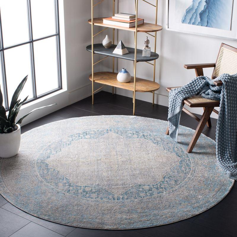 Dream DRM401 Power Loomed Indoor Area Rug - Grey/Aqua - 6'7" Round - Safavieh