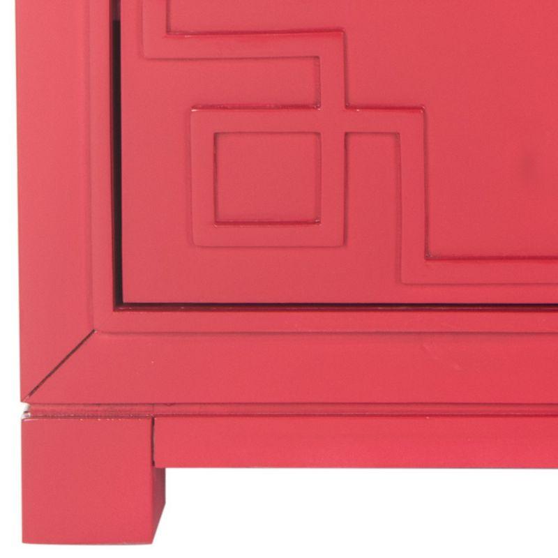 Raina 3 Drawer Greek Key Nightstand - FOX6278 - Red - Safavieh Couture
